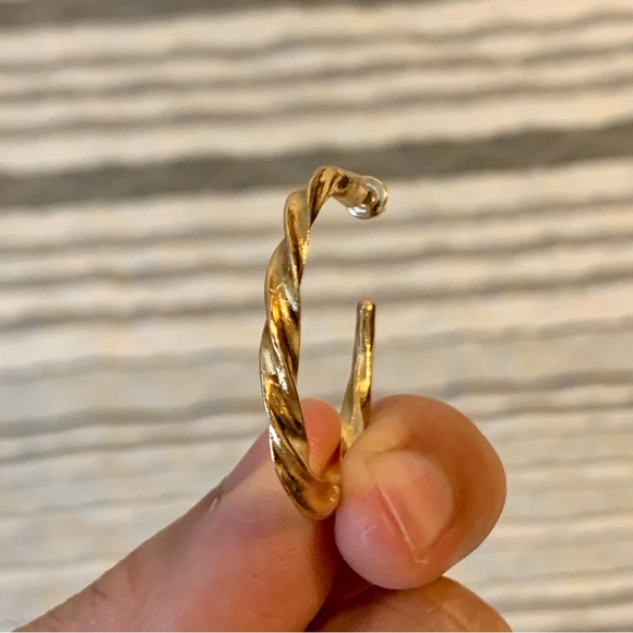 Twisted Gold Hoop Earrings - Picture 4 of 8